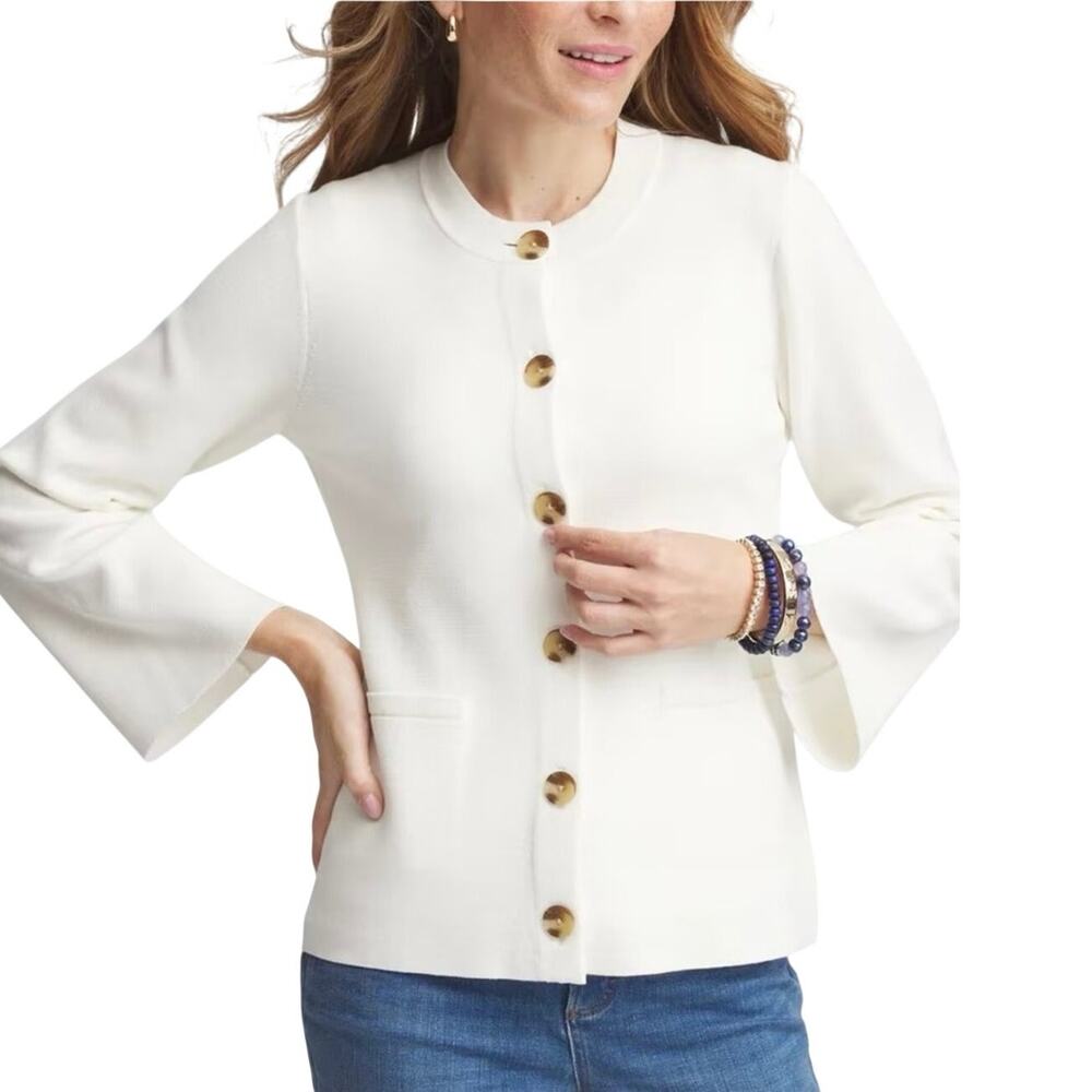 Chicos size 0 small Faux Horn Button-Up Cardigan